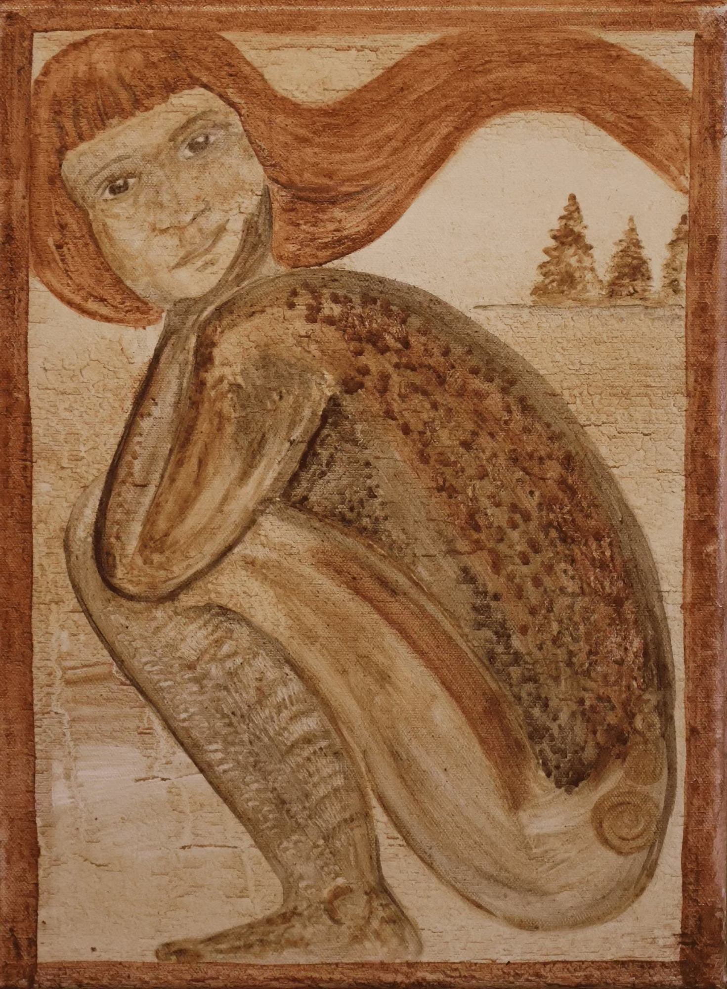 erdfarbenbild von einer glücklichen person